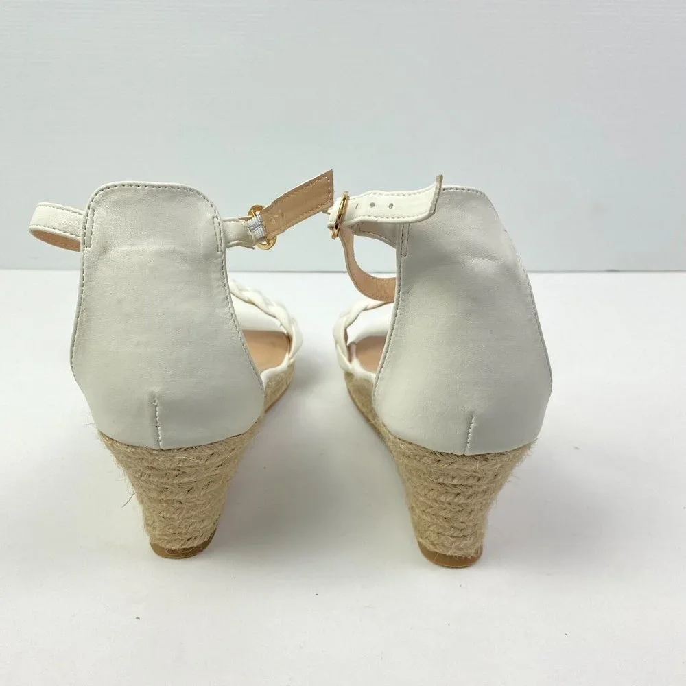 BNWOT Anko Wedges Size 8 White Braided 7cm high Strappy - Picture 4 of 10